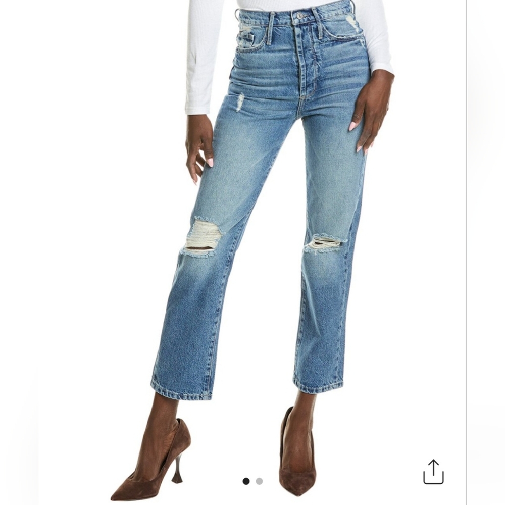 Black Orchid Blue Jeans with Distressed Knees and Slim Fit